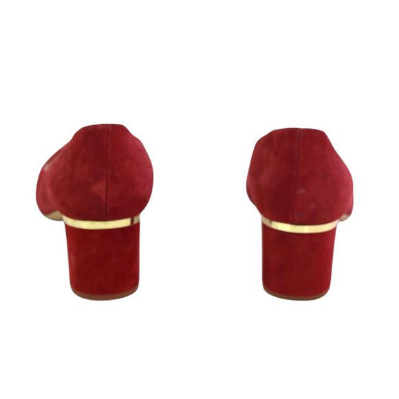 kate spade BURGUNDY REAL LEATHER SUEDE MID HEEL POINTED CLASSIC PUMP SHOES Sz 8M - Picture 5 of 11